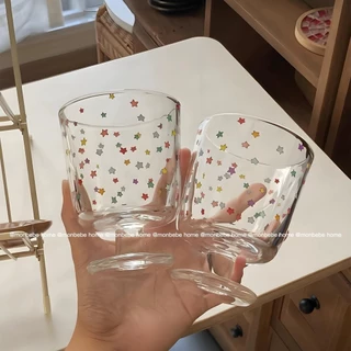 แก้วน้ำ แก้วกาแฟ การส่งออกไปเกาหลี ลายดาว✨ บรรจุภัณฑ์กล่องของขวัญ🎁 สำหรับร้านกาแฟ พร้อมส่ง