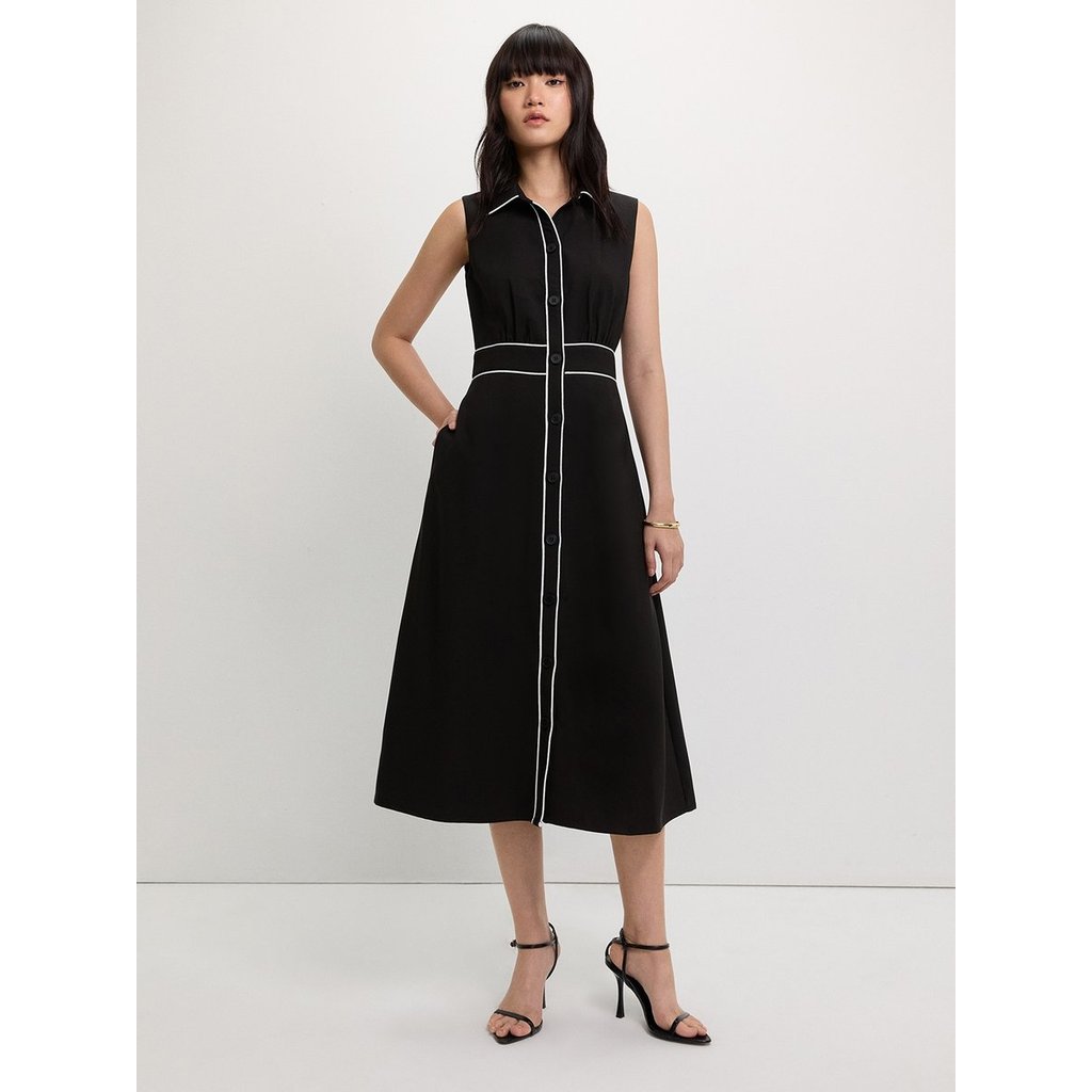 [Pomelo] เดรสแต่งขอบสีตัดกัน / Contrast Trim Dress