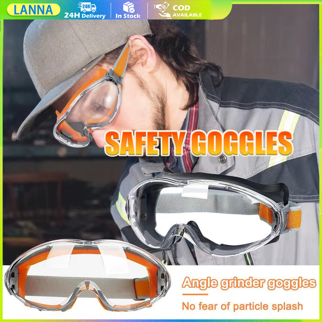 ร้านอยู่ที่ไทย แว่นเซฟตี้ safety แว่นกันลม วัสดุPVC อเนกประสงค์ แว่นตางานก่อสร้าง เลนส์ใส มีขนาดใหญ่ ใส่สบาย