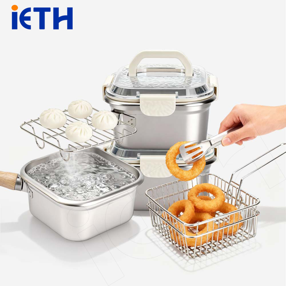 iETH Deep Fryer Pot Set Stainless Steel หม้อทอดพร้อมตะแกรง หม้อทอดน้ำมัน ชุดหม้อทอด French Fries Tempura Gas Induction Use