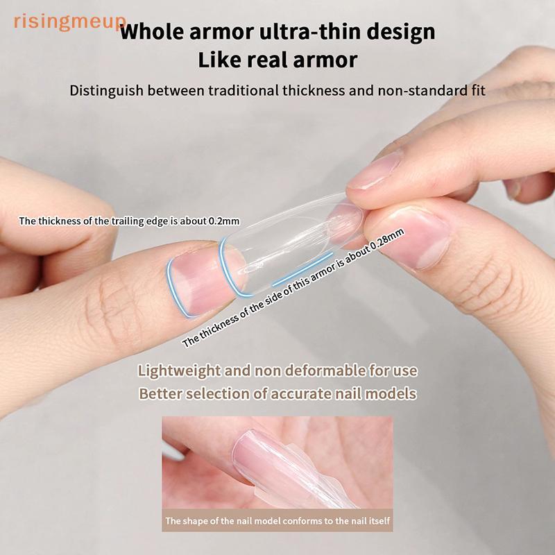 [risingmeup] 180 ชิ้น/กล่องแซนวิช Dual Nail Forms 15 ขนาด Extensions-Dual Forms Coffin Almond Nail F