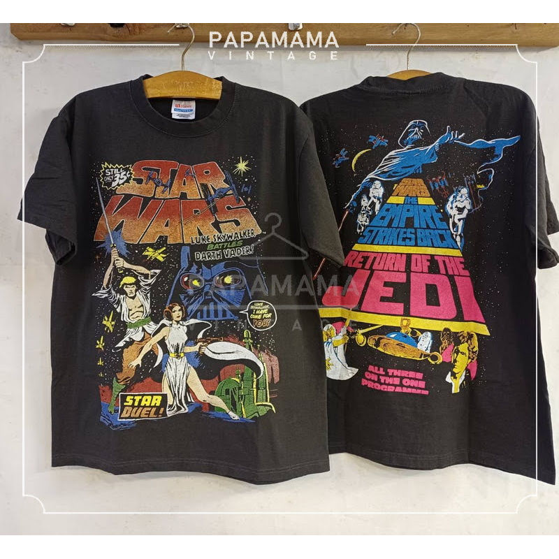STAR WARS STAR DUEL! tag Hanes เสื้อวินเทจ เสื้อภาพยนตร์ สตาร์วอรส์ papamama vintage shirt