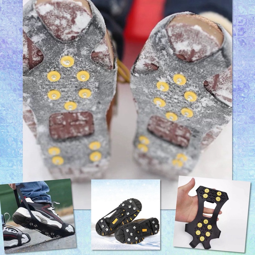 💎 สายรัด รองเท้า กันลื่น สายรัดกันลื่น พื้นรองเท้า เสริมรองเท้า ช่วยเดิน หิมะ น้ำแข็ง หมุดเหล็ก เดินป่า เบาสบาย 💎