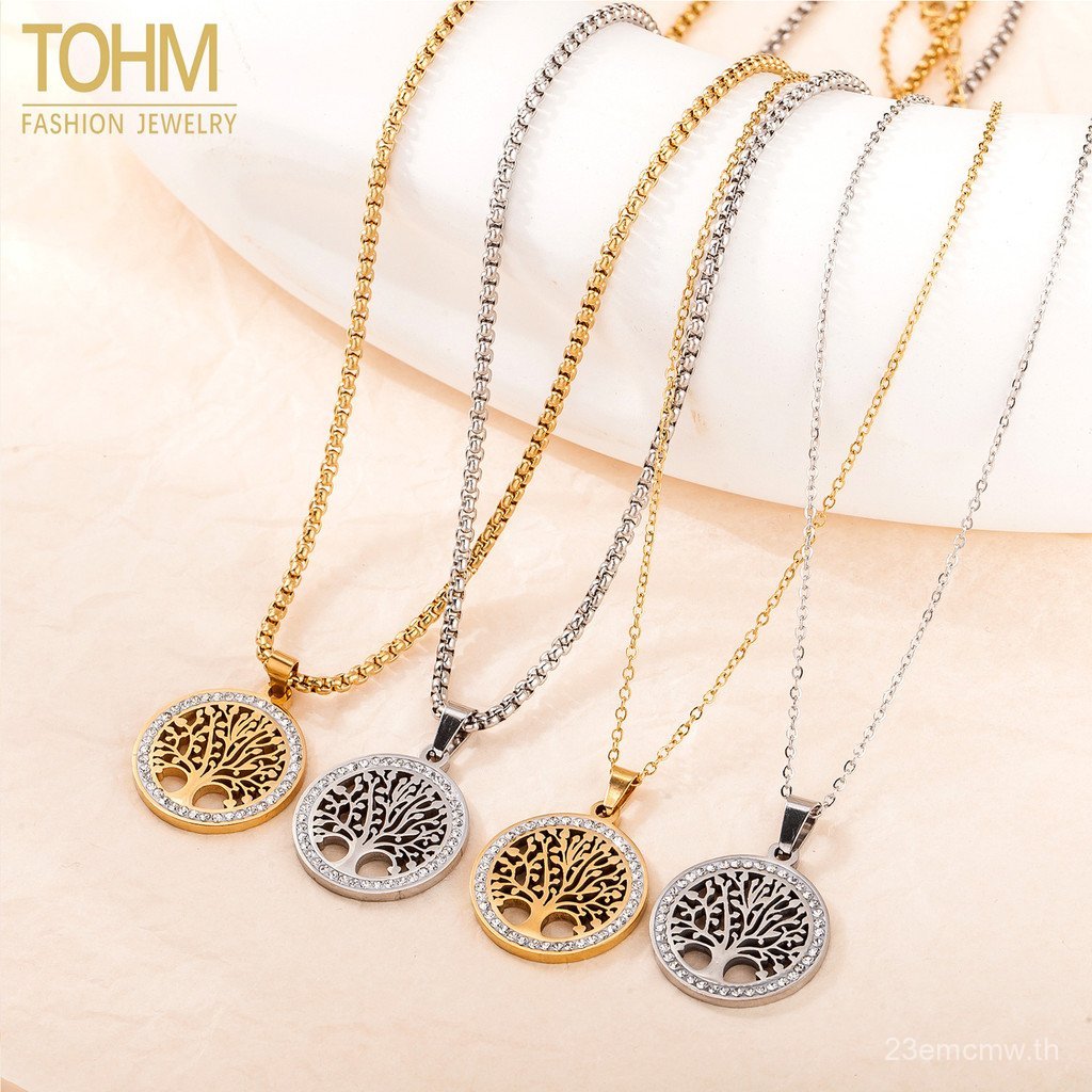 TOHM Tree of Life จี้เหล็กไทเทเนียม Clavicle Chain แฟชั่นที่ไม่ซ้ํากัน Hollow สแตนเลส Peace Tree Hig