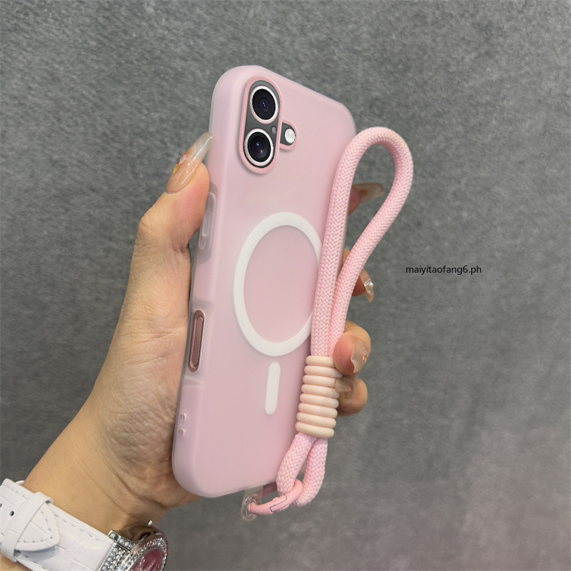 2 in 1 สําหรับ iphone 16 17 plus 16 17 pro max 16e 5g สีลูกกวาดซิลิโคนเคสโทรศัพท์สําหรับ Hard อะคริลิค Shock Proof กรณีมือ LanyardGDB01