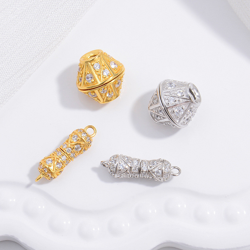 S925 เงินฝังเพทายหมุนสกรู Universal Clasp DIY สร้อยข้อมือสร้อยคอลูกปัดเพชรเชื่อมต่อ SV11