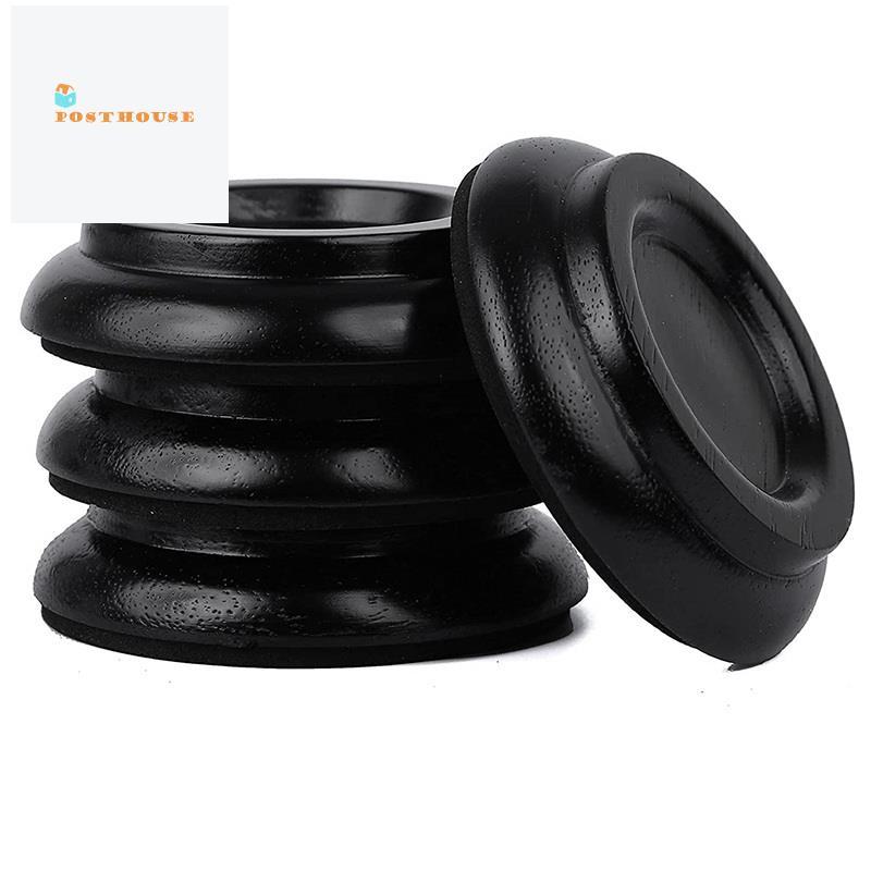 [posthouse]Piano Caster Cups Piano Wheels Upright Piano Leg Foot Pads Protectors Wood Set 4, สีดํา