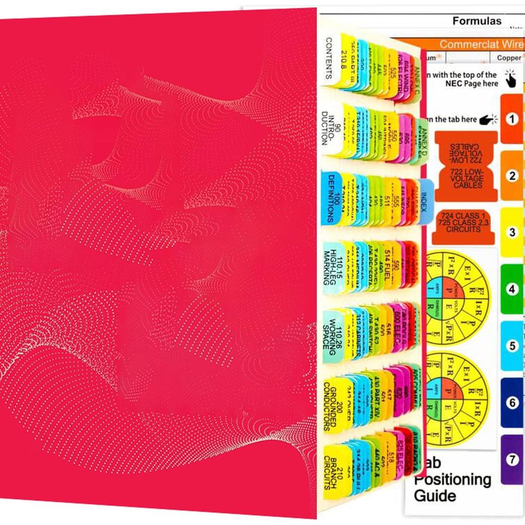 2023 Colored Tabs, 120 PCS Laminated Waterproof N.E.C Tabs (Book Not Included) with Wire Chart/Formu