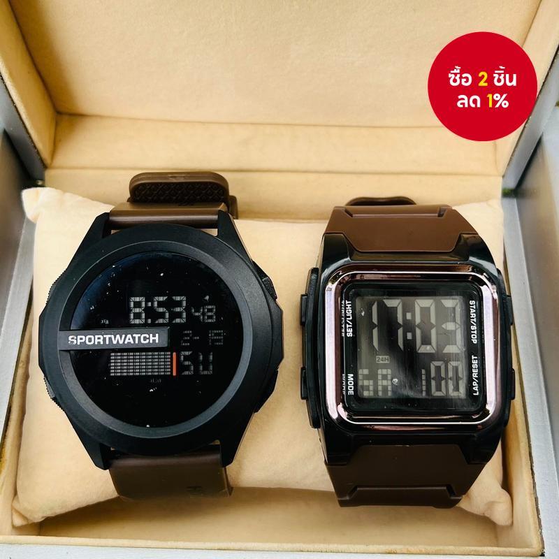 คู่กีฬานาฬิกาดิจิตอลผู้ชายกันน้ํา นํา ส่องสว่างนาฬิกาอิเล็กทรอนิกส์ซื้อหนึ่งแถมหนึ่ง