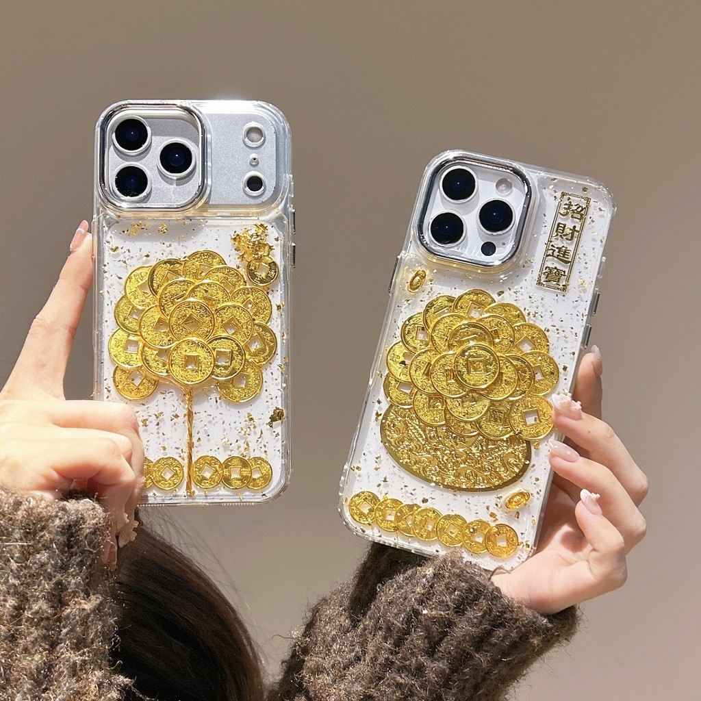 อีพ็อกซี่เรซิ่น Fortune Bowl vs Money Tree เคสโทรศัพท์สําหรับ iPhone 17 Series/15/14/13/12/11 Pro Hi