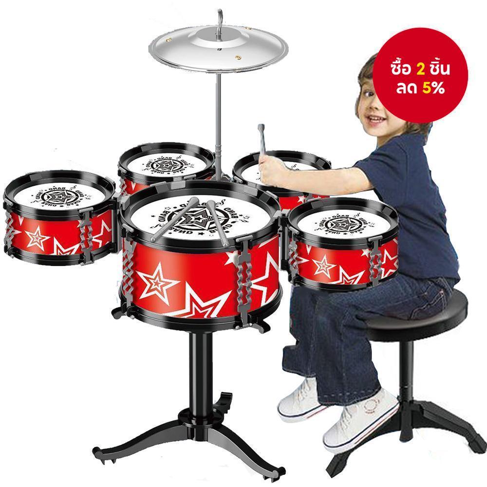 Kids Jazz Drum Set 3 Drums และ Cymbals เครื่องดนตรีของขวัญเพื่อการศึกษาเด็กคริสต์มาส