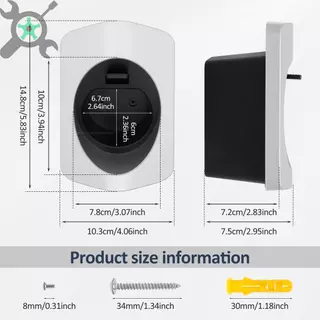 Wall Mount Type 2 EV Charger Holder ปฏิบัติประเภท 2 สายชาร์จสําหรับ EV Charger ตะขอแขวน EV charger ที่แขวนหัวชาร์จ EV และสายไฟ แบบติดผนัง ตะขอแขวนปลั๊กชาร์จรถ EV
