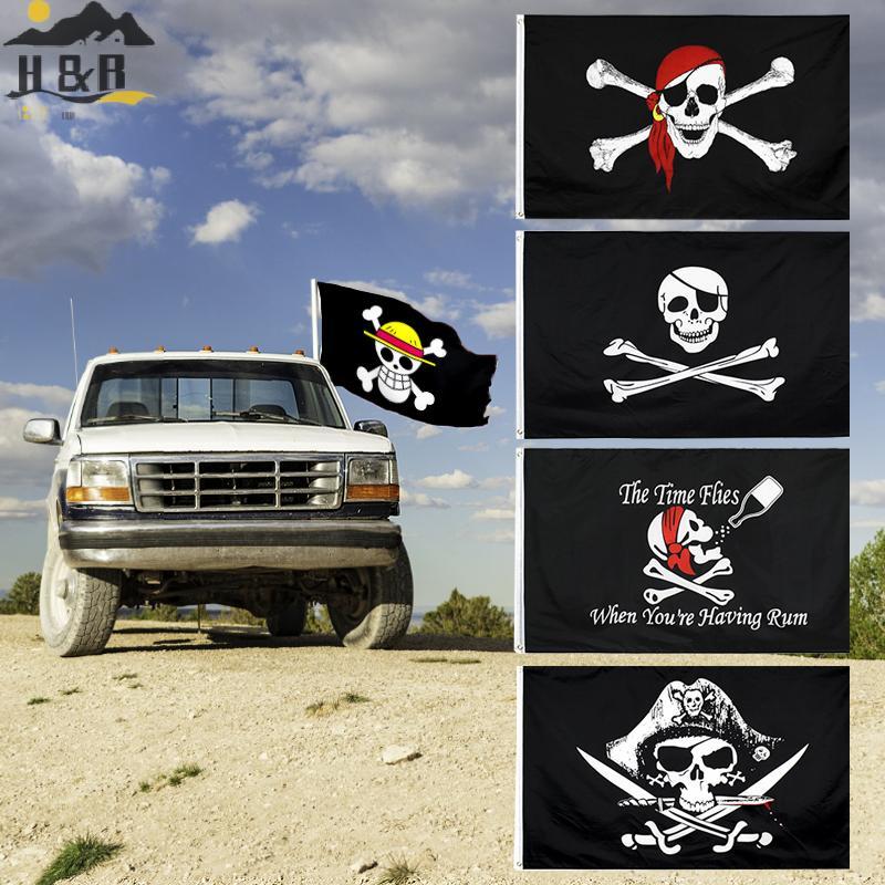 H&B Nov One Piece Flag Skull Crossbones Pirate Flag Jolly Roger Double Broken Skull พร้อมมีด Pirate 