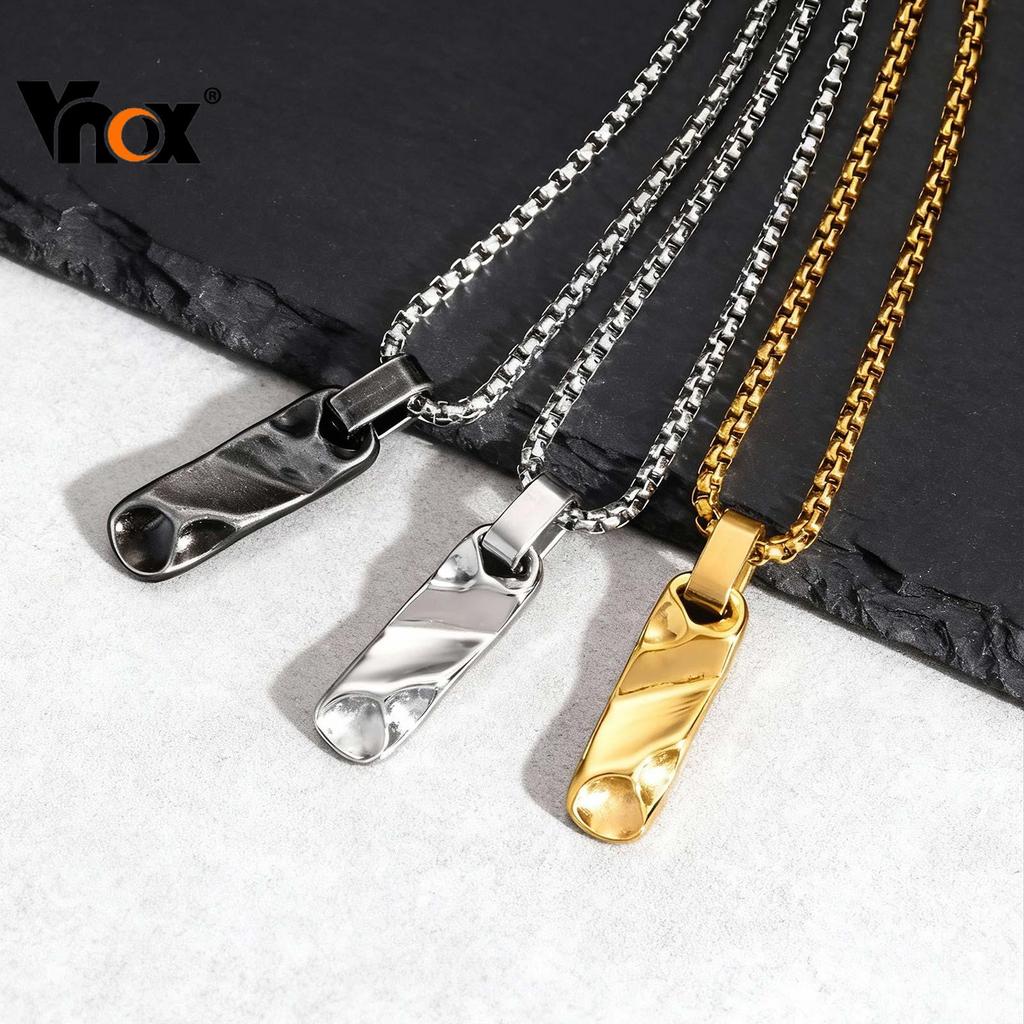 Vnox Men's Stainless Steel Geometric Bar Pendant Necklace Daily Fashion Pendant Necklace Jewelry Acc