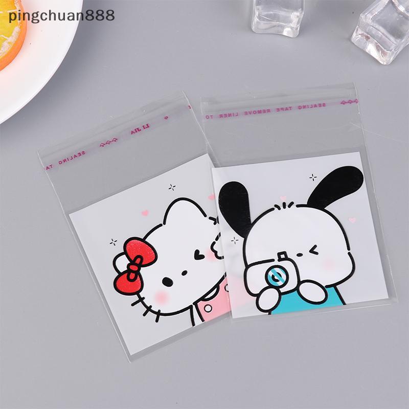 Pingchuan888 100 ชิ้นน่ารัก Hello Kitty Pochacco โปร่งใส Ziplock กระเป๋ากันน้ําบรรจุภัณฑ์ถุง Candy บ