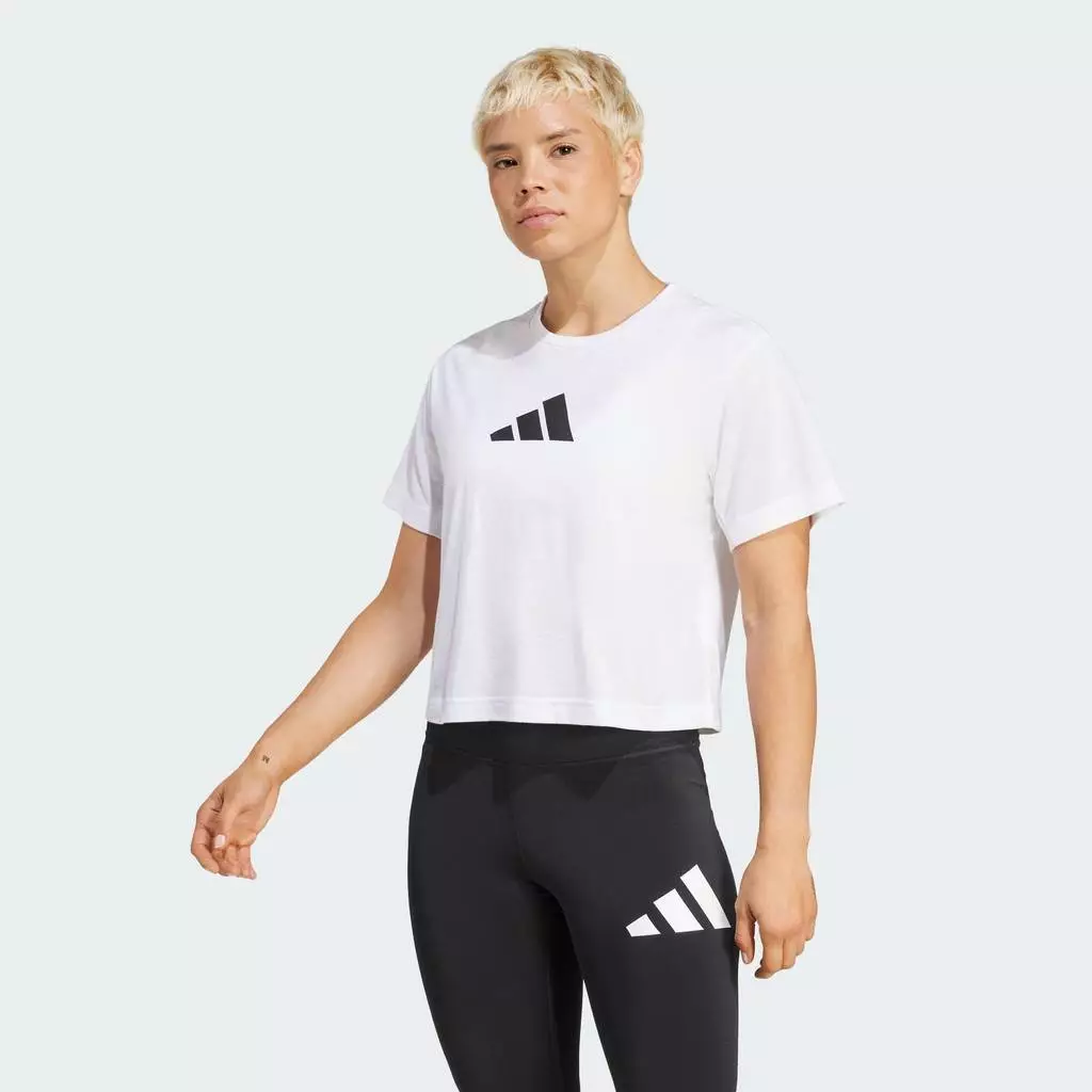 adidas Gym & Training เสื้อยืดเทรนนิง Train Essentials Big Logo Performance ผู้หญิง สีขาว JG8615
