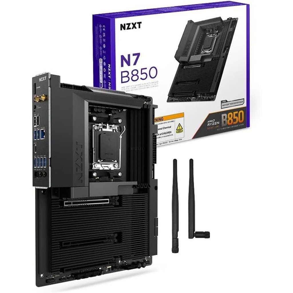 NZXT N7 B850 Black DDR5 WIFI 6E ATX Mainboard Socket AM5 : N7-B85XT-B1