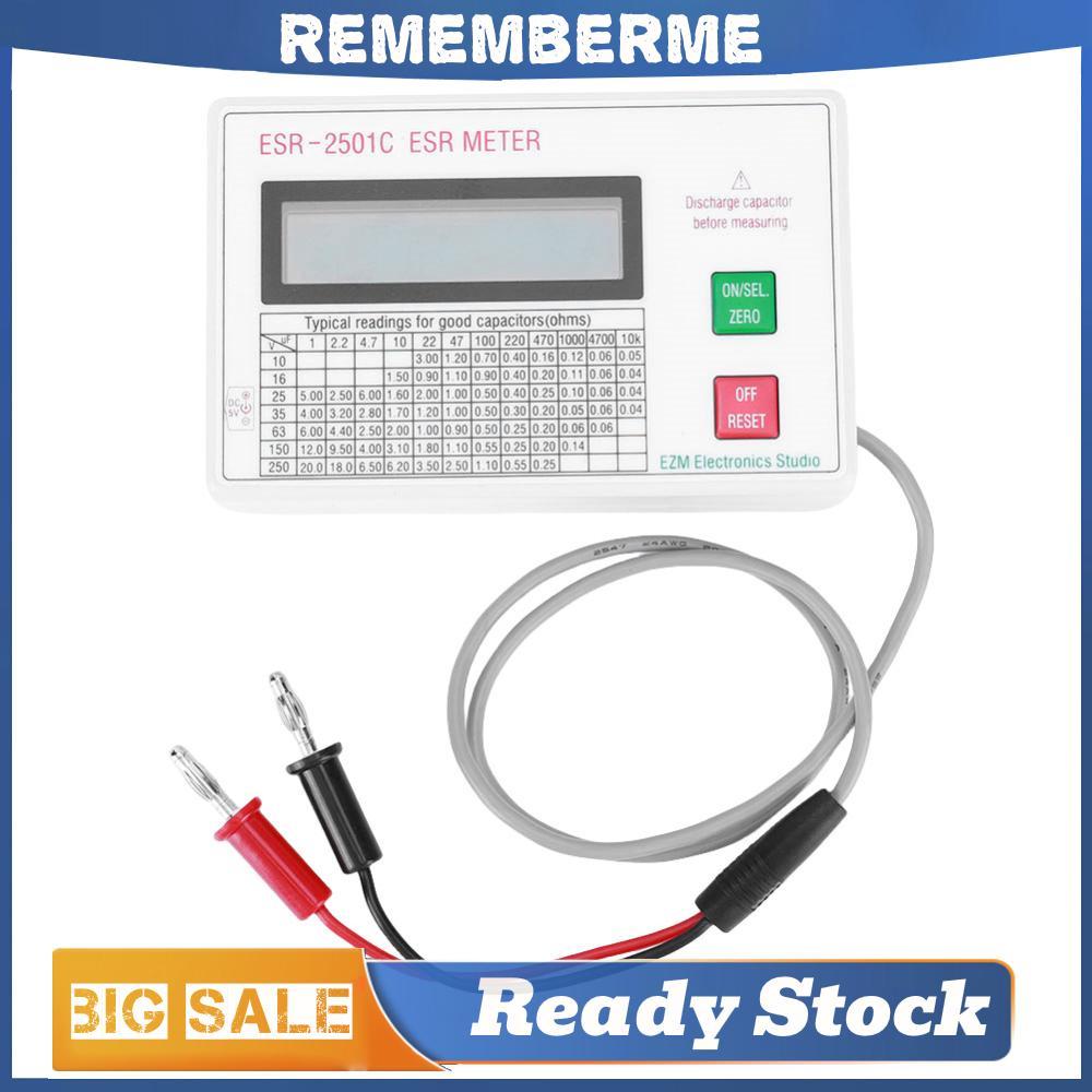 ตัวเก็บประจุ ESR DCR Tester Test In Circuit Capacitance Meter พร้อมหลอดทดลองคลิปจอแสดงผล LCD ESR Met