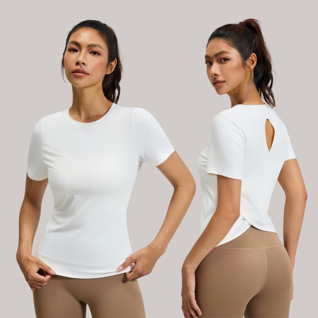 เสื้อเทรนนิ่งผู้หญิง เสื้อกีฬาแห้งไว หลังเว้าไขว้ ระบายอากาศสูง เหมาะกับฟิตเนสและวิ่ง S-2XL