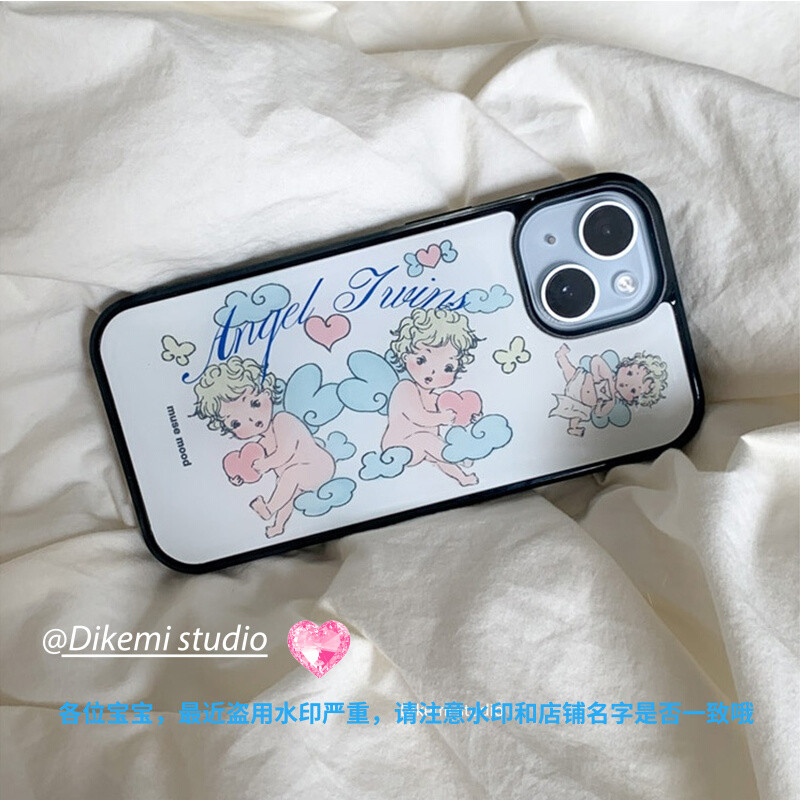 เกาหลี ins Y2K สไตล์น่ารัก twin angels สําหรับ iphone 17/16promax/15 promax/13/12/14pro เคสโทรศัพท์