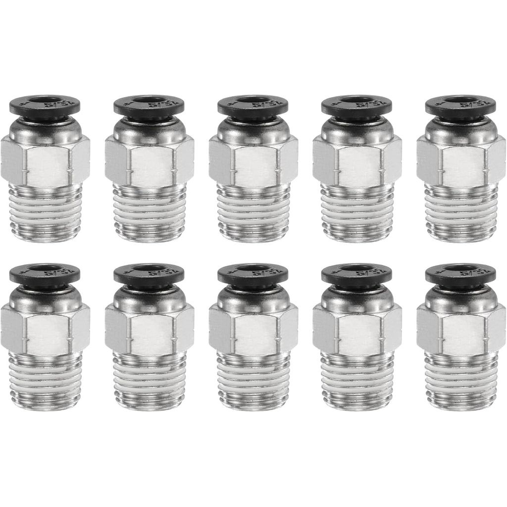 HARFINGTON 10pcs Push to Connect อุปกรณ์ 5/32 "หลอด OD x 1/8" NPT ด้ายชายตรง Union อุปกรณ์ทองแดง Qui