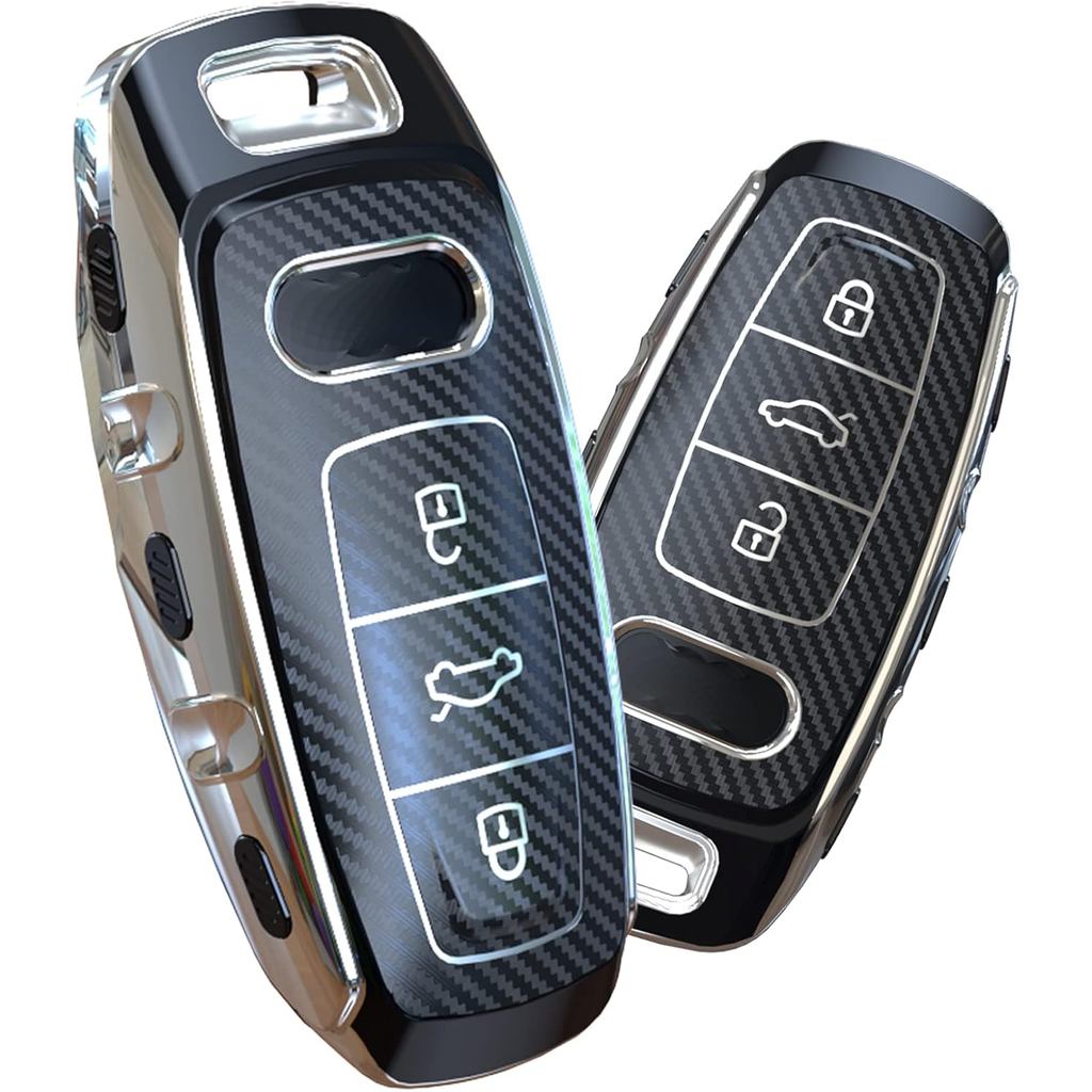 ELOHEI สําหรับ Audi Key Fob ฝาครอบ,พิเศษ Soft TPU Key Case Cover Protector ใช้งานร่วมกับ Audi A6L A6