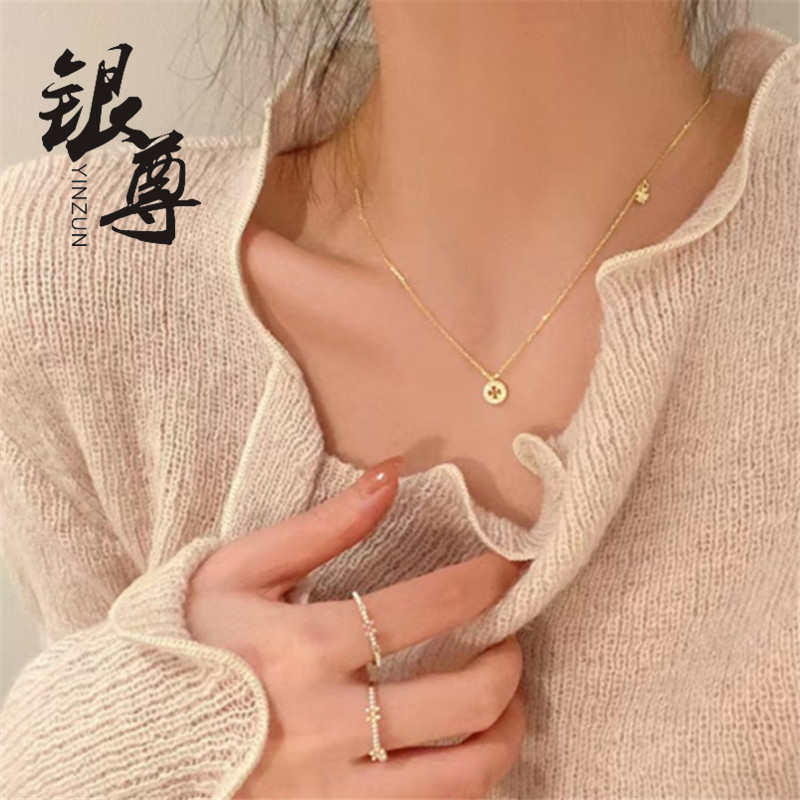 เงิน Zun s925 สร้อยคอเงินสไตล์ใหม่ทั้งร่างกายเงินสร้อยคอโคลเวอร์สี่ใบกระดูกไหปลาร้าของขวัญวันเกิดสํา