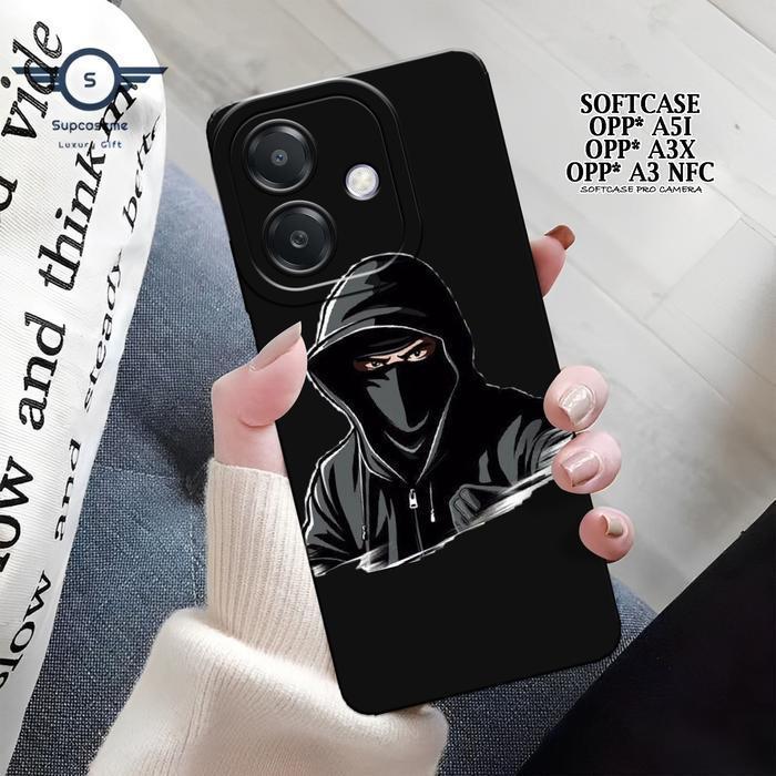 HP ล่าสุด OPP* A5i / A3X / A3 NFC Case - เคสแฟชั่นสีดํา - OPP* A5i / A3X / A3 NFC Casing - ซิลิโคนกล