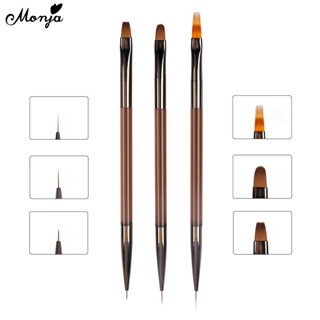 Monja เล็บเล็บแปรงคู่หัวแปรงยูวีเจลโปแลนด์วาดภาพวาดลายซับปาก…