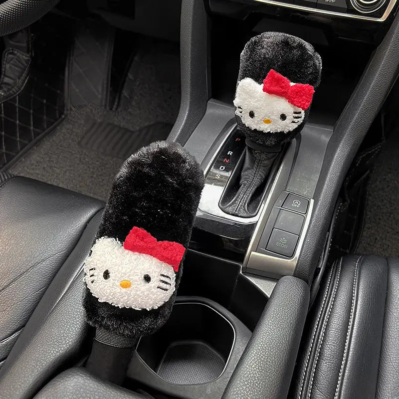 Sanrio Car Gear Lever Handbrake Lever Plush ฝาครอบป้องกัน Hello Kitty My Melody การ์ตูน Warm อุปกรณ์ตกแต่งรถยนต์ของขวัญ