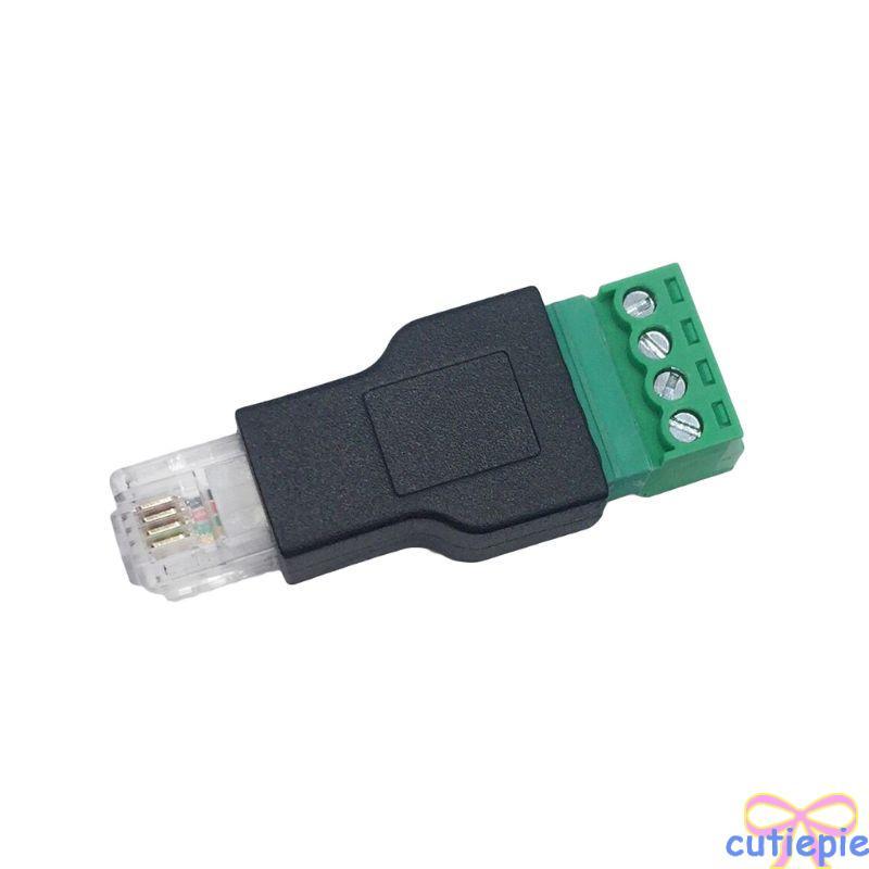 Cutie RJ11 ถึงอะแดปเตอร์เทอร์มินัลสกรู RJ11 ชาย 4 พินขั้วต่อ Splitter Shield Plug