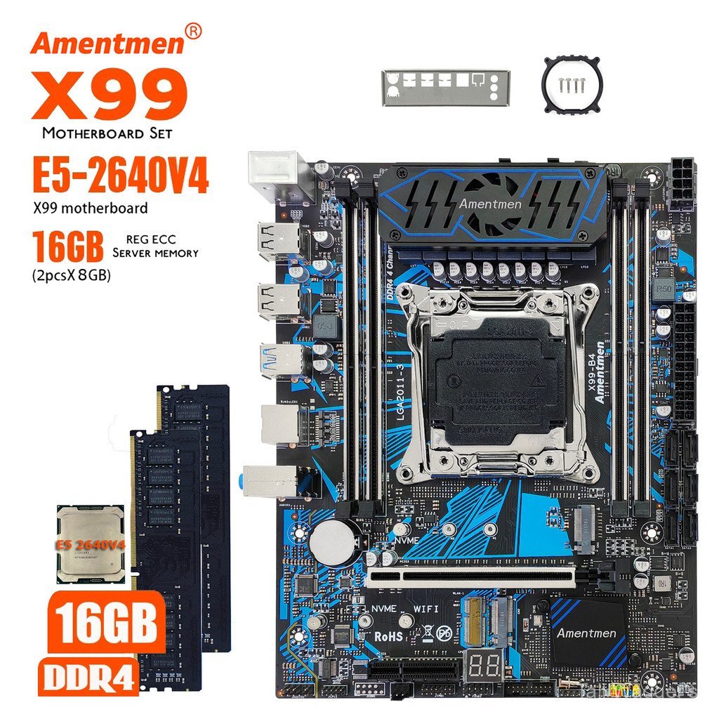 X99 B4 E5 2640V4 2.4G 10C 20T 2*8G 2133 ram MB ชุด