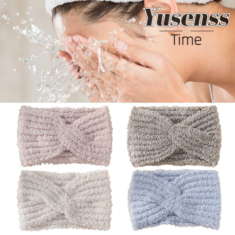 YUSEN ที่คาดผมผ้ากํามะหยี่เทียมถักเรียบง่ายที่คาดผมฤดูใบไม้ร่วงและฤดูหนาว