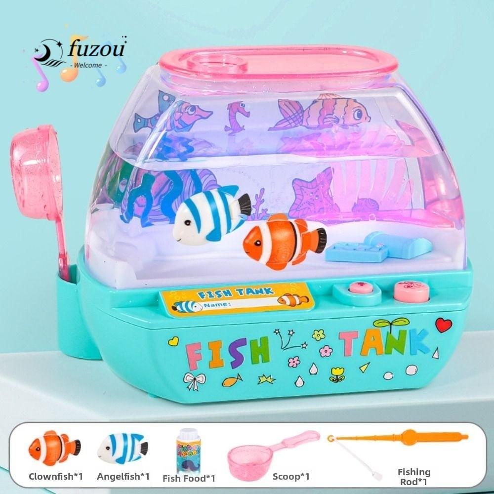 ฟูซู ของเล่นพิพิธภัณฑ์สัตว์น้ําประดิษฐ์,การ์ตูนสร้างสรรค์มินิจําลองตู้ปลาใช้งานง่ายกับเพลงและแสงไฟฟ้าน่ารักไฟ นํา ขึ้น ถังเดสก
