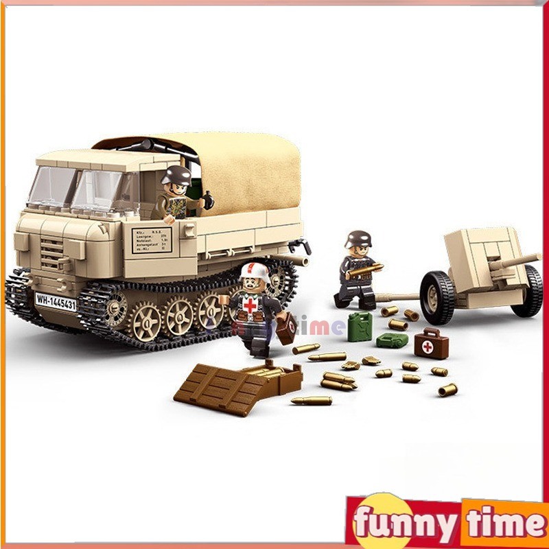 World War II RSO/01 รถแทรกเตอร์,37 มม.Antitank Gun Building Blocks,ของขวัญของเล่น DIY สําหรับเด็ก