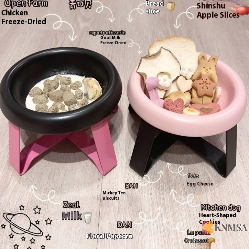 KNMSA] Spine Protection Pet Bowl Neck Protection Cat Bowl With Stand Pet Supplies สสnnnคอเต่าnkh