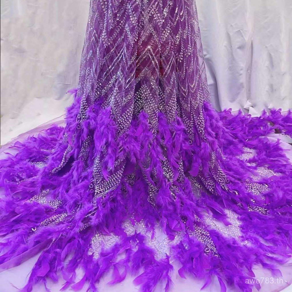 ชุดแฟชั่นเลื่อม Feathers สไตล์ไฮเอนด์ พร้อมลูกปัดหลอด สำหรับงานแต่งงานและการแสดงบนเวที MN3007