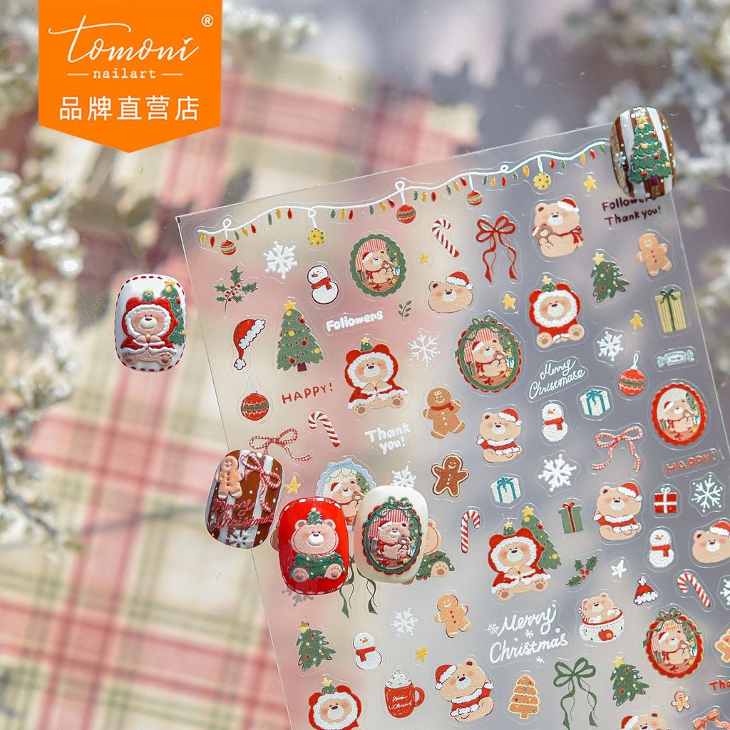 [Meow.sensei] tomoni Thin Tough Barking Family Nails Stickers Cute Cartoon Children Creative Sticker