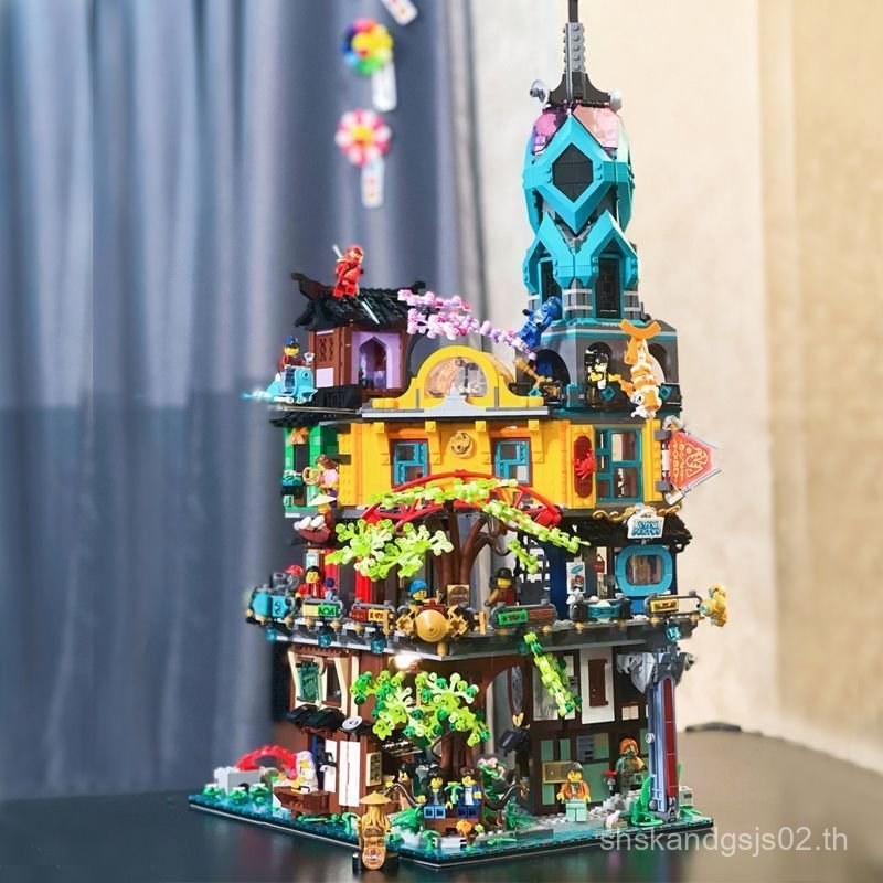 เข้ากันได้กับเลโก้ 71741 Ninja Series Garden City Building Street View Building Blocks ของเล่นเด็กผู