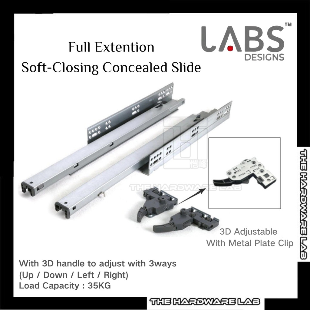 {The Hardware Lab}Labs Design Full Extention Soft-Clodding Slide (มีด้ามจับ 3D)