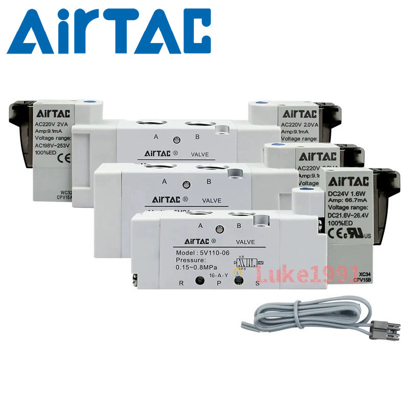 AirTac Solenoid วาล์ว 5V110-08 5V110-06 5V110-M5A/M5B/M5C Two-Position Five-Way Check Valve Air Valv