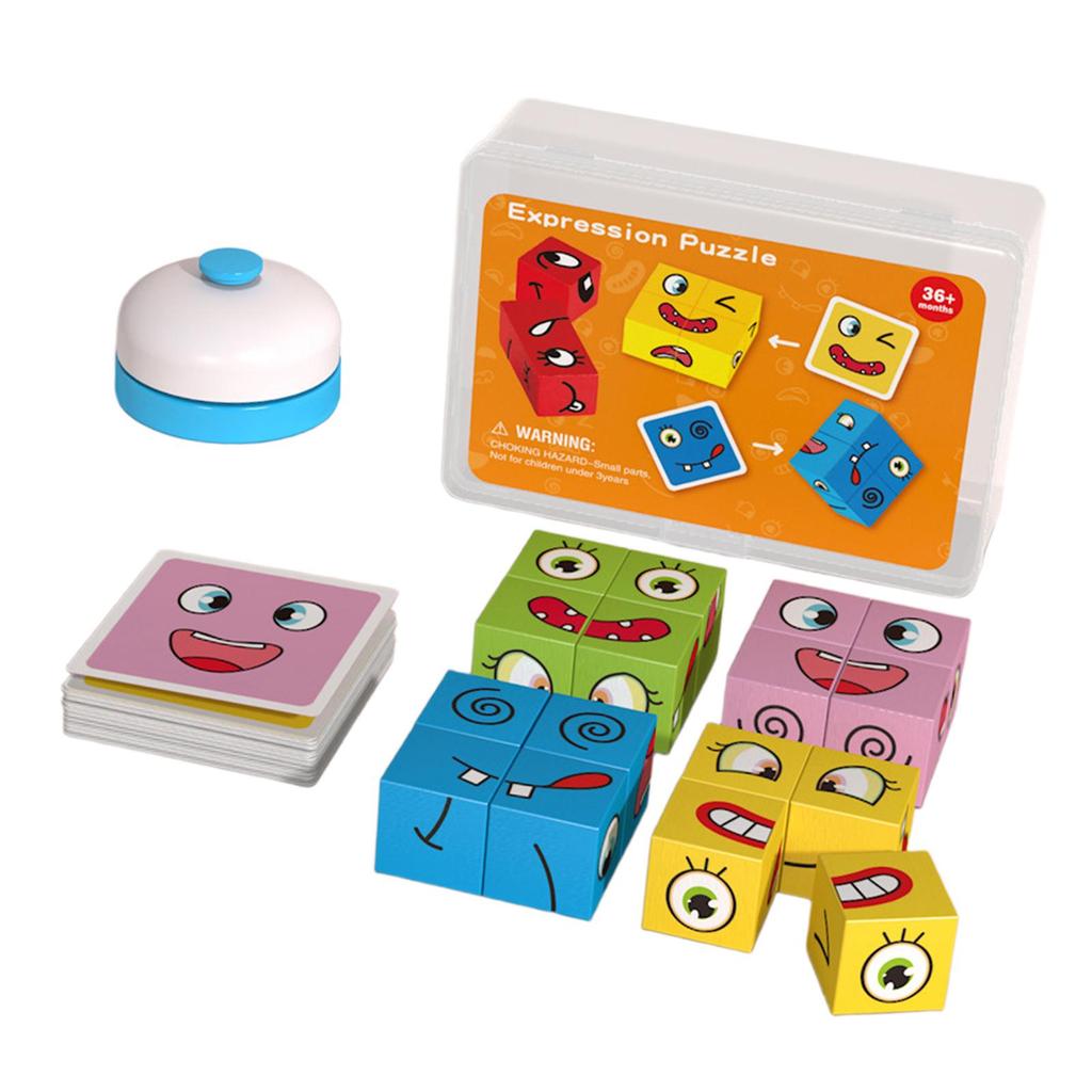 [SzxfliebfTW] Cube Building Blocks เกมไม้ Travel Games Logical,Face Changing Cube Blocks,สําหรับชายห