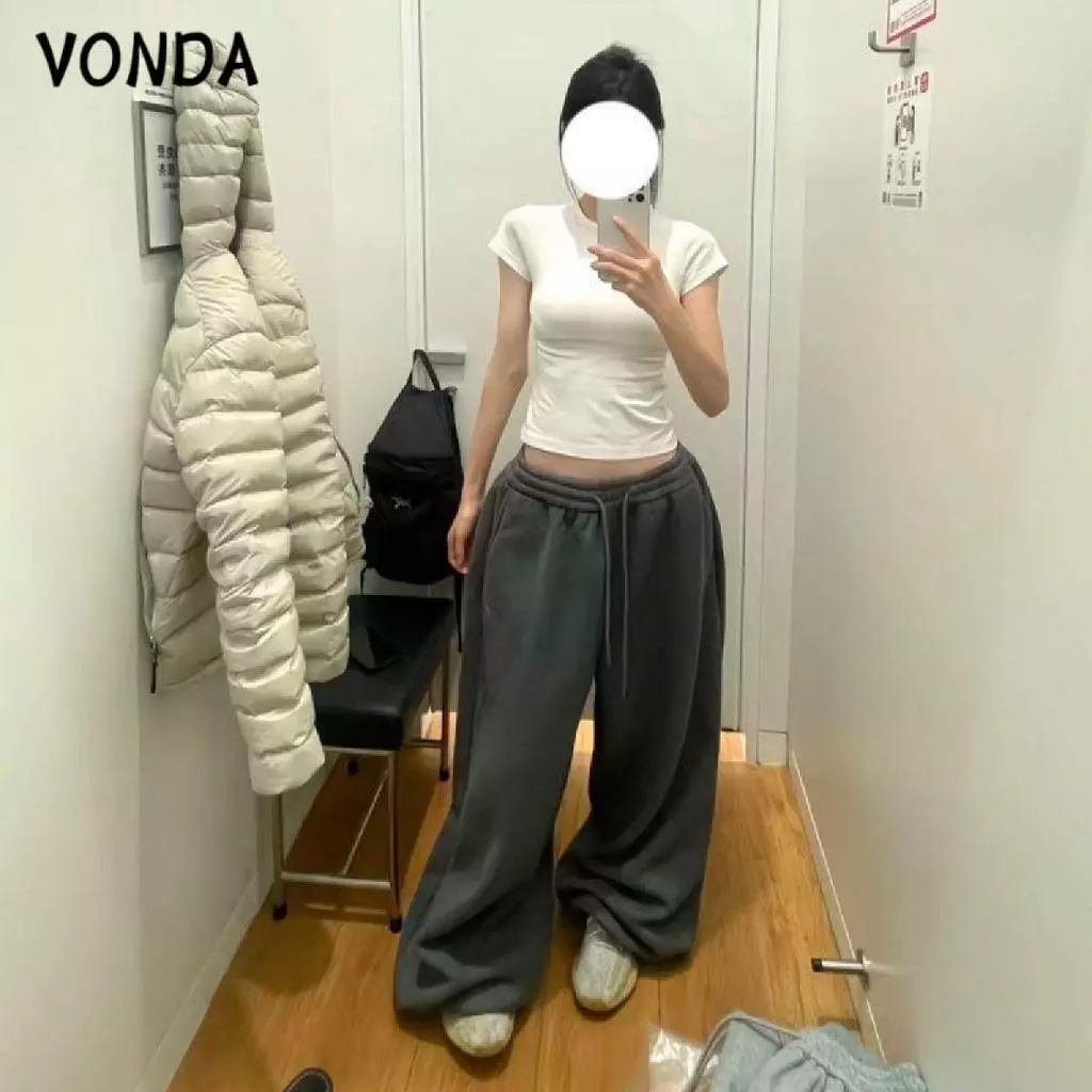 กางเกงวอร์มขายาว ทรงหลวมขากว้าง ลำลอง สีเทา/ดำ A17 thumbnail 9
