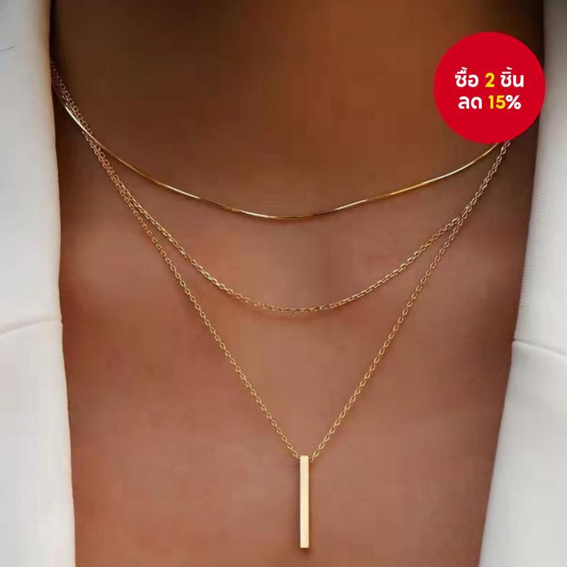 อินเทรนด์สร้อยคอหลายชั้นยาวบาร์จี้สําหรับผู้หญิงชิ้นเครื่องประดับที่สง่างาม