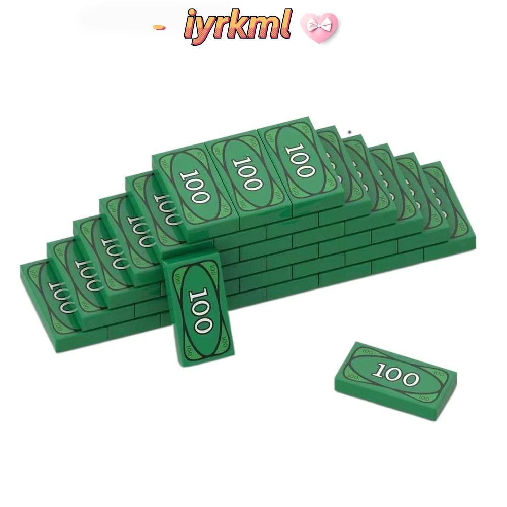 IYRKML 20 ชิ้นอาคารบล็อกของเล่น, ดอลลาร์ USD เงินขนาดเล็กเม็ดบล็อกอุปกรณ์เสริม, สีเขียวเศรษฐีตลกแกล้