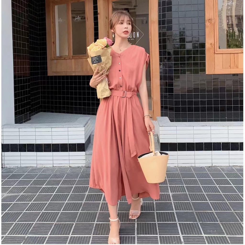 Imoveเดรสผ้าชีฟองทรงหลวมสําหรับผู้หญิงสไตล์เกาหลี