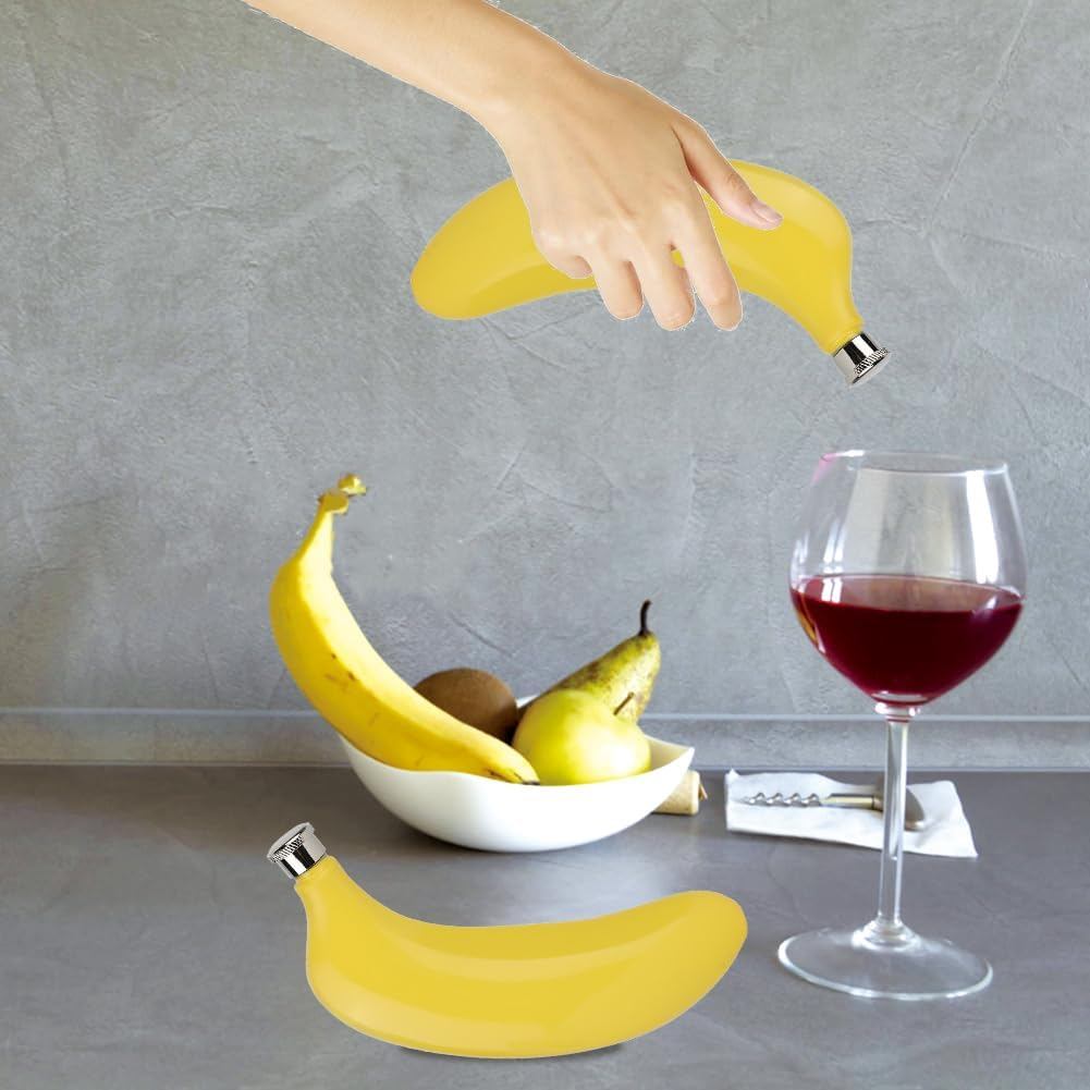 Joyzan Pocket Hip Flask, Stainless Steel Leak Proof Funnels Banana Shaped Portable Alcohol Whiskey R