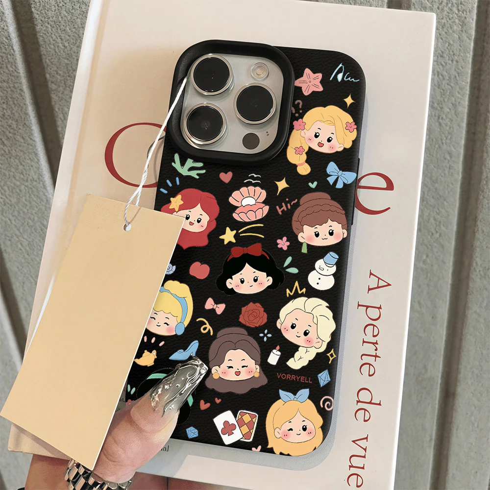 ส่งจากเมืองไทย เคสโทรศัพท์12 การ์ตูนเจ้าหญิงสวย เคสด้านลายลิ้นจี่ For IPhone17 16 13 11 12Pro 14 15PRO MAX 7/8PLUS XR/XS