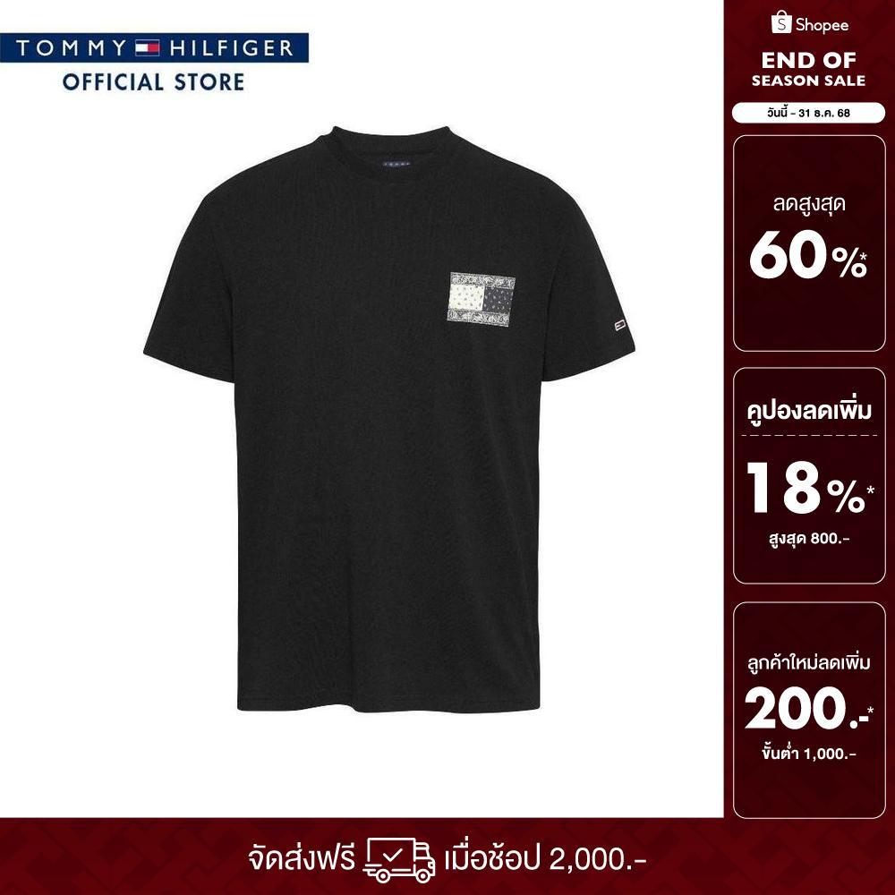 Tommy Hilfiger เสื้อยืด ผู้ชาย รุ่น DM0DM20774 BDS - สีดำ ทรง Regular Fit