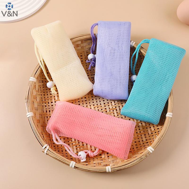 (V&N) 5pcs Exfoliating Mesh Soap Pouches Bubble Foam Net Soap Bag Bath Soap Sack Pouch Soap Bag For 